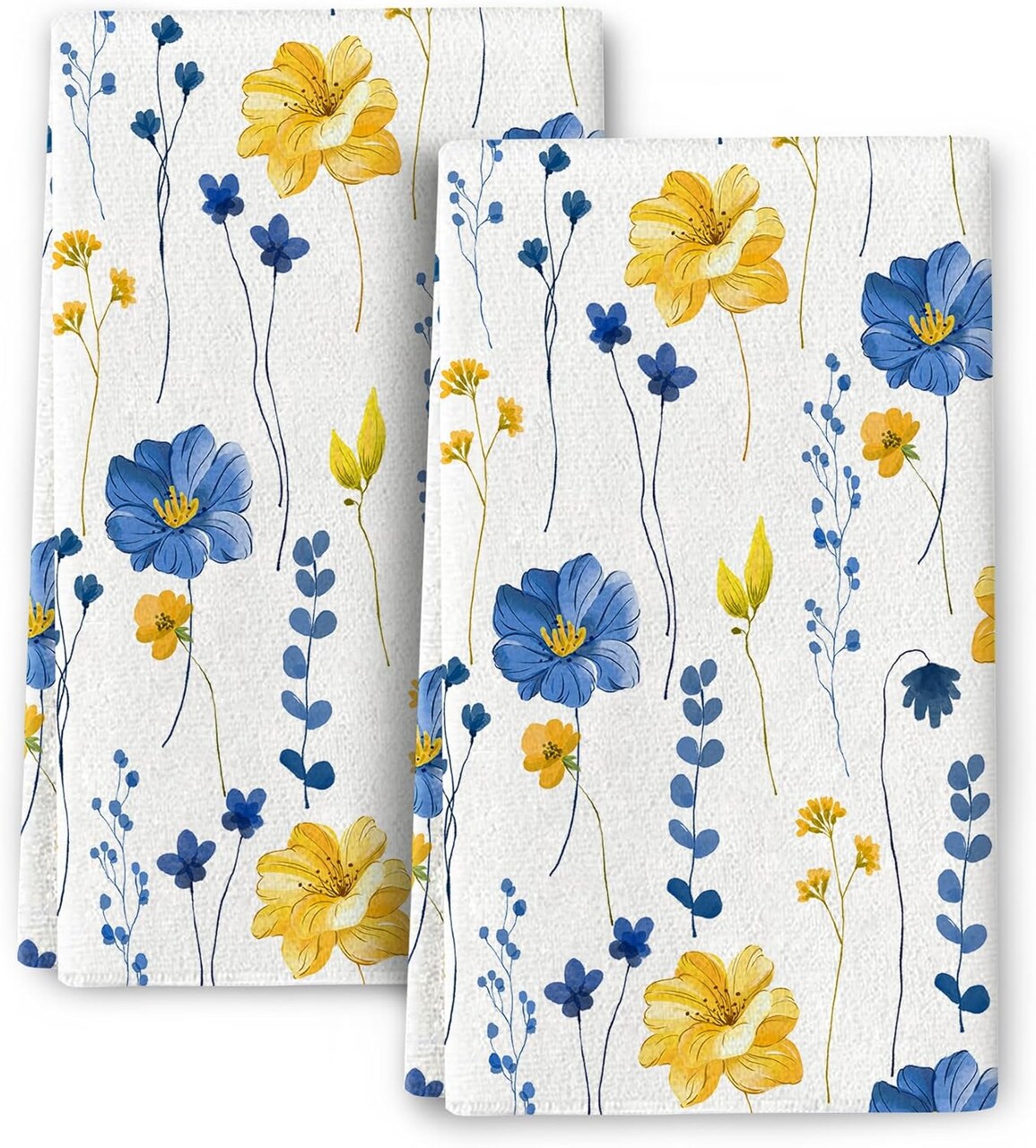 Floral Kitchen Towels Set of 2 Watercolor Flower Dish Towels 16x24 Absorbent